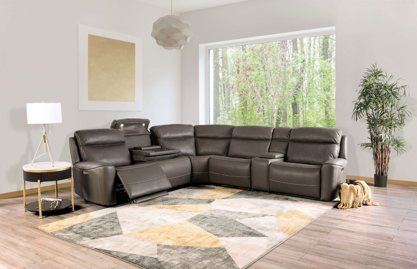 Edmondus Power Wallhugger Sectional - DarK Gray