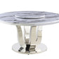 Best Quality D16L White Marble Dining Set w/Lazy Susan