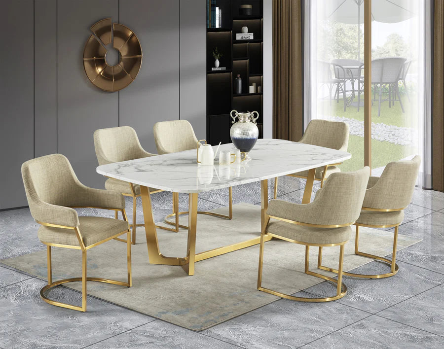 D2001 Marble Top 7 Pc Dining Set by McFerran