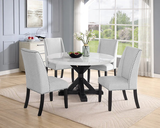 D4931 Round Marble Top 5 Pc Dining Set