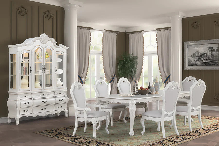 McFerran D8300 White Dining Room Set