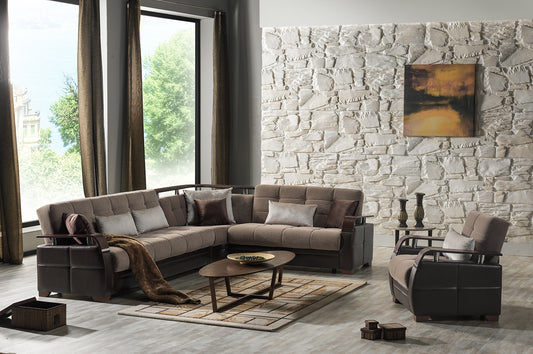 Dogal Contemporary Convertible Sectional - Made in Italy