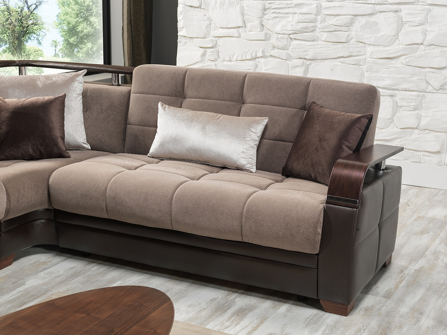 Dogal Contemporary Convertible Sectional - Made in Italy