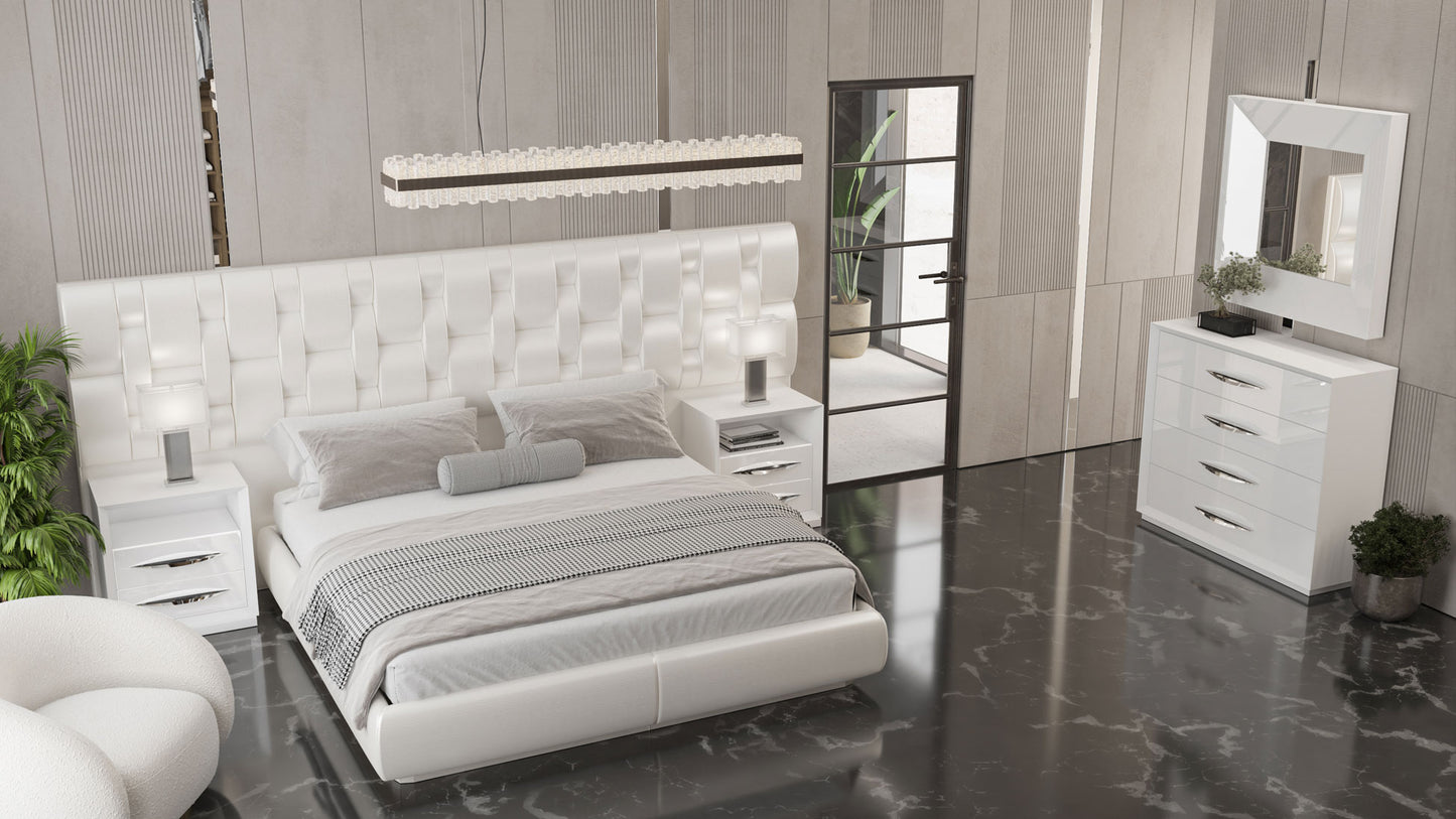 Emporio 5 Pc Wall Bedroom Collection - White Finish