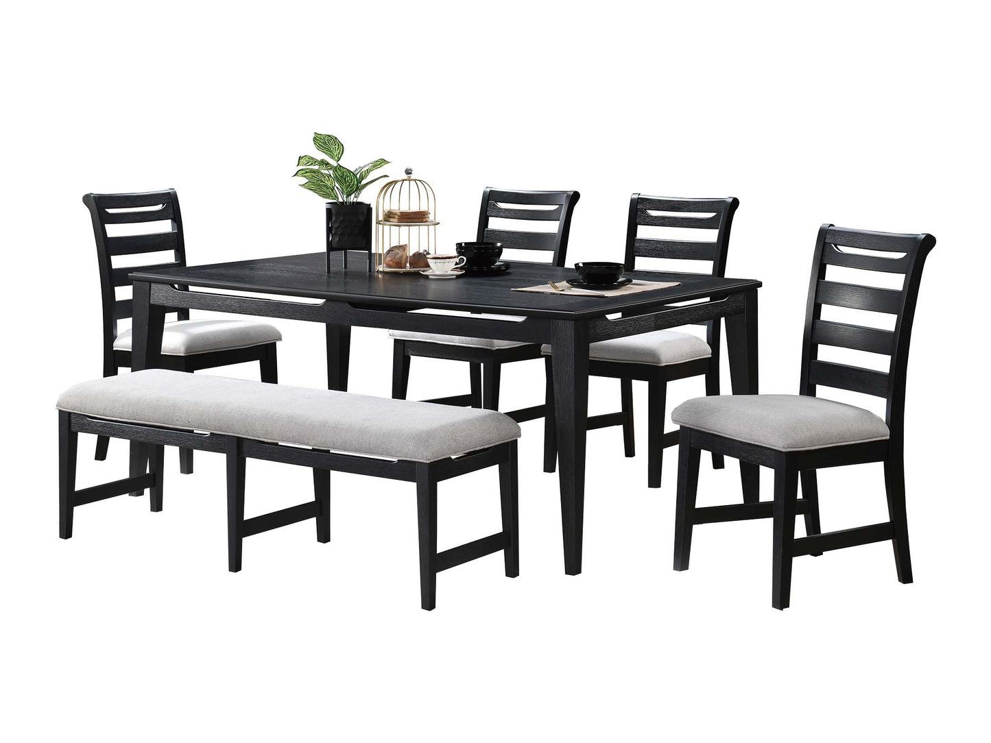 Poundex F2521 - 6 Pc Espresso Dining Collection