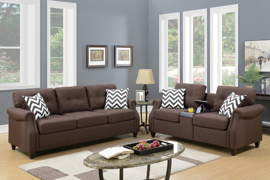 F6413 Sofa & Loveseat Dark Coffee