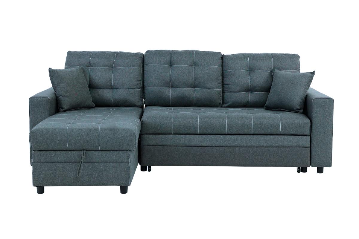 F6593 Blue-Grey Convertible Sectional ~ Pull Out Sleeper