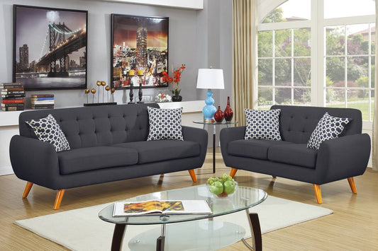 2 Pc Sofa Set Ash Black F6913