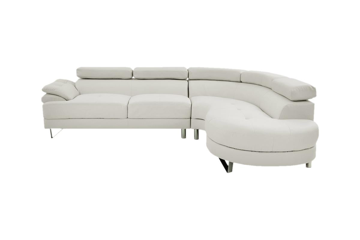 Poundex F6985 White 2 Pc Modern Sectional