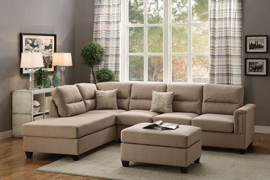 F7614 Andrew Sectional by Poundex - Sand Microfiber