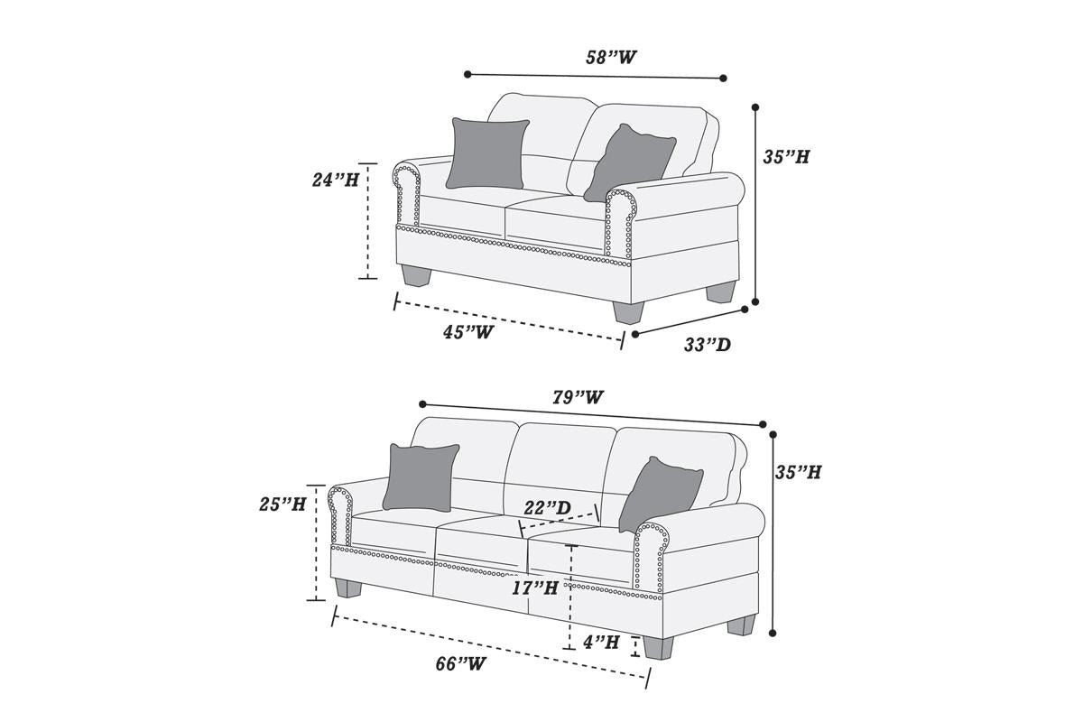 F7879 Sofa & Love Seat by Poundex - Sand