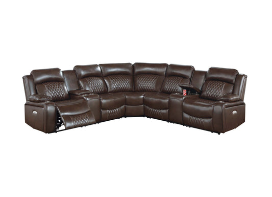 F86632 Brown Gel Leatherette Sectional