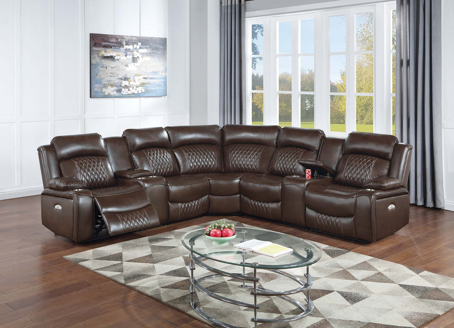 F86632 Brown Gel Leatherette Sectional