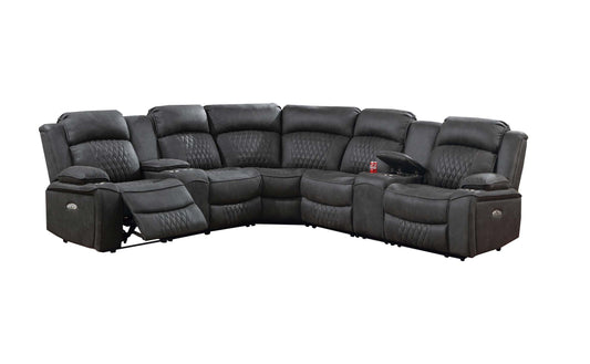 F86633 Charcoal Gel Leatherette Sectional