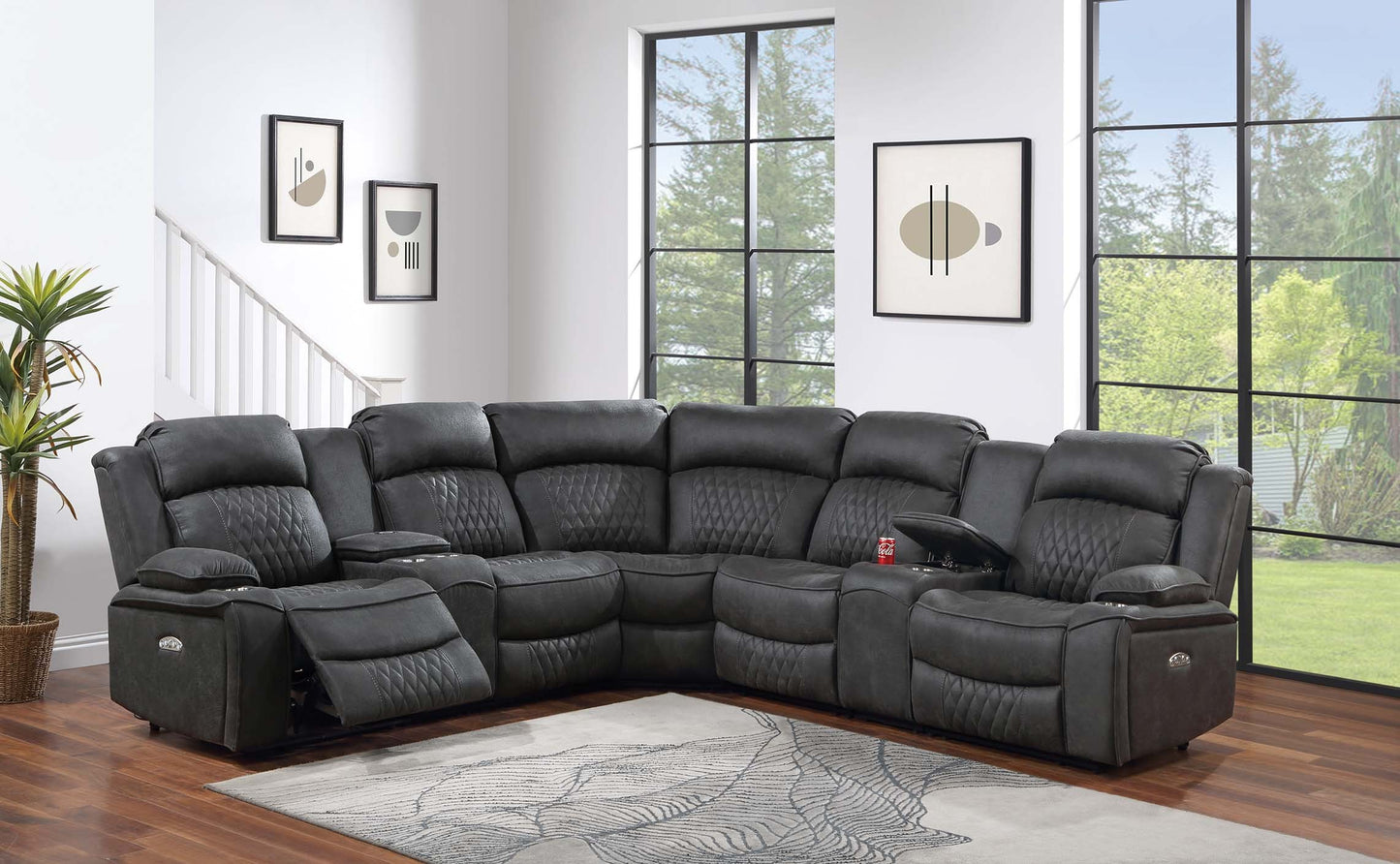 F86633 Charcoal Gel Leatherette Sectional