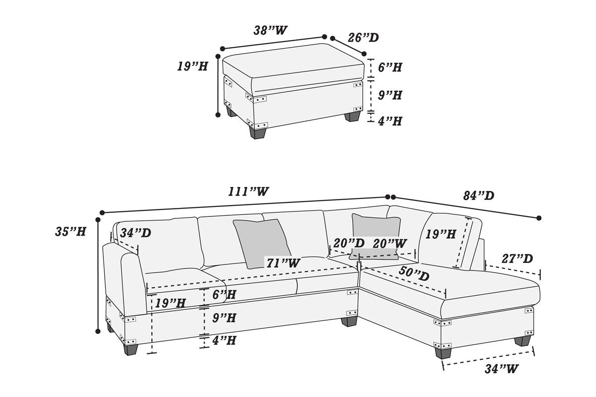 F8805 Bennigan Reversible Chenille Sectional - 3 Color Choices