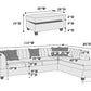 Poundex F8828 Baja Seccional reversible de 3 piezas + otomana