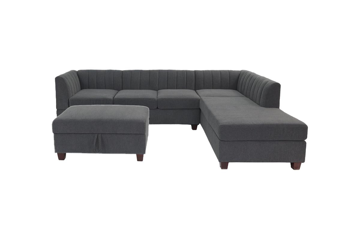 Poundex F8828 Baja 3 Pc Reversible Sectional + Ottoman