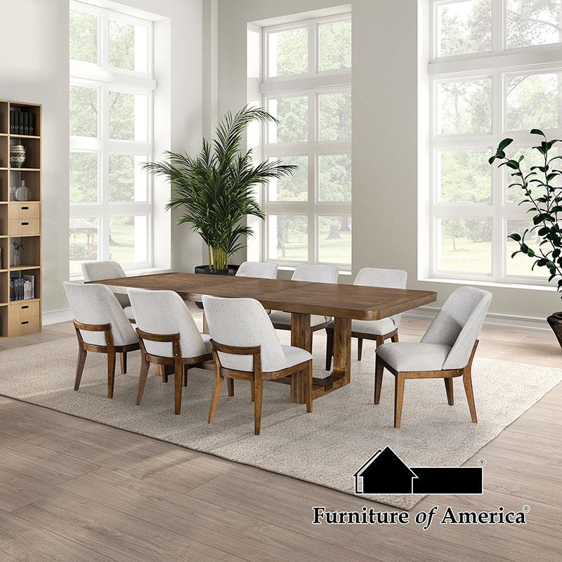 Mandal 9 Pc Chestnut Dining Set