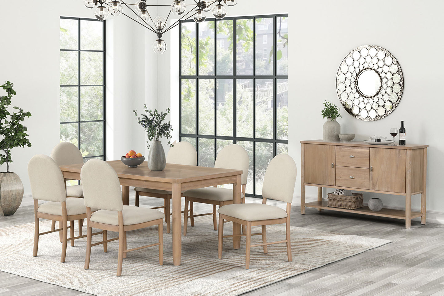 Rheinfall 7 Pc Natural Finish Dining Collection