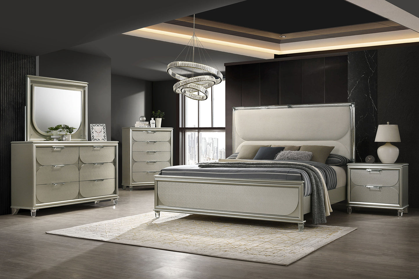 Sheridan 4 Pc Silver Bedroom Collection