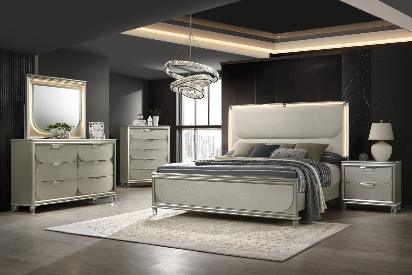 Sheridan 4 Pc Silver Bedroom Collection