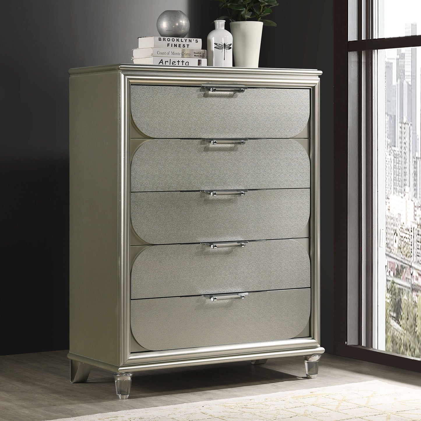 Sheridan 4 Pc Silver Bedroom Collection