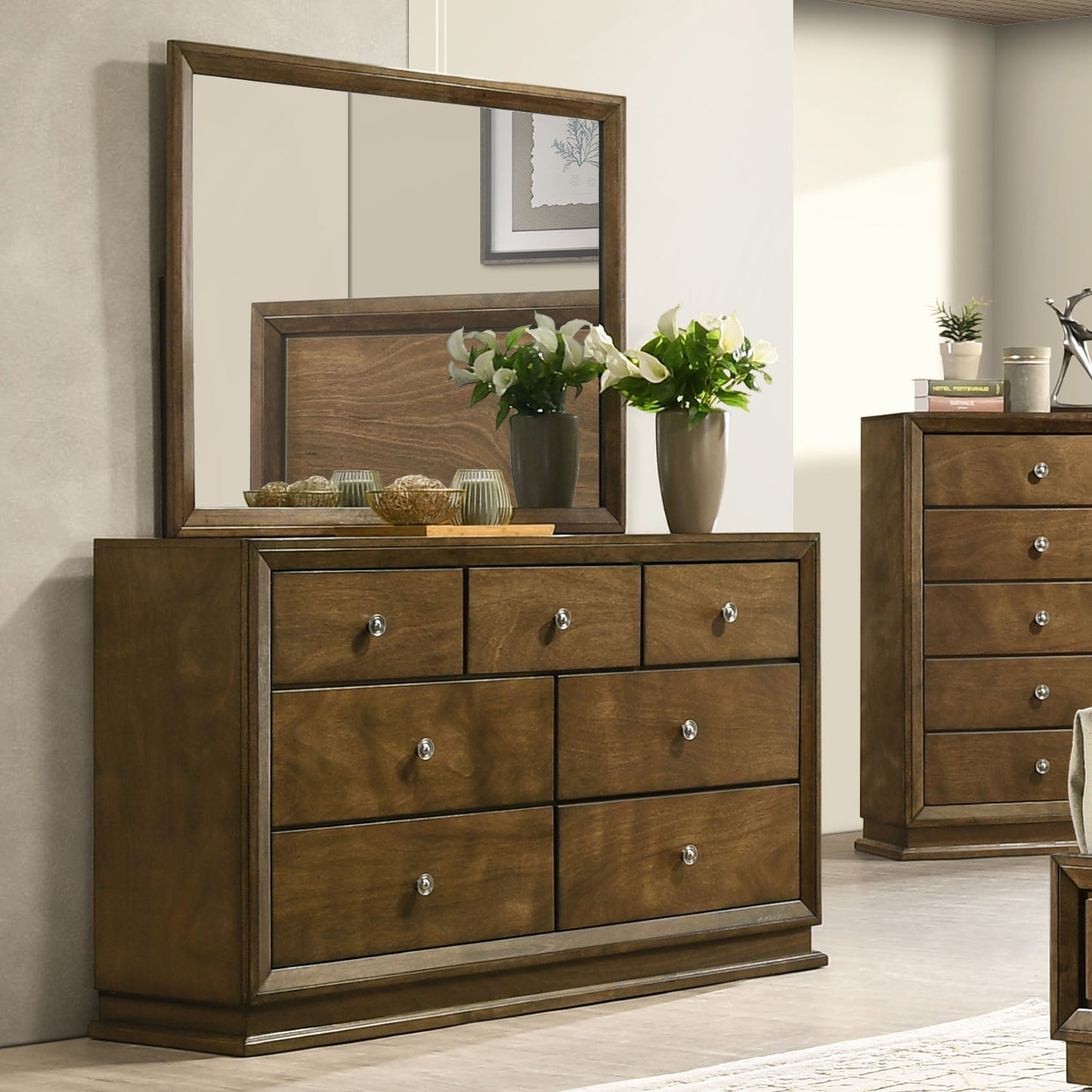 Kirkham 4 Pc Walnut Bedroom Set by FOA