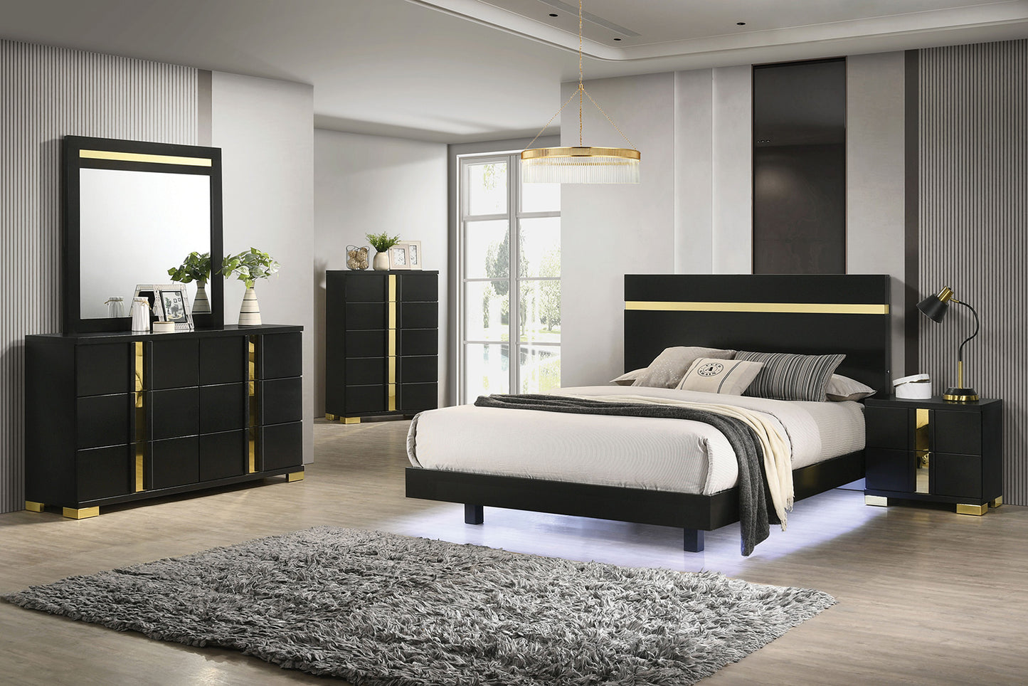 Lillestrom 4 Pc Bedroom Set - Black Finish