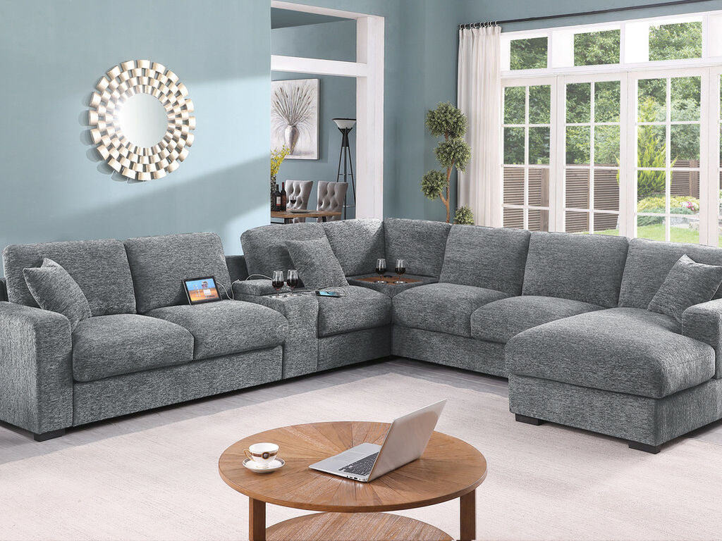 Celine Light Gray Chenille Sectional 89297