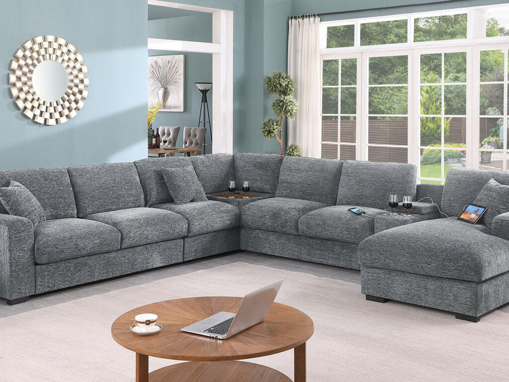 Celine Light Gray Chenille Sectional 89297