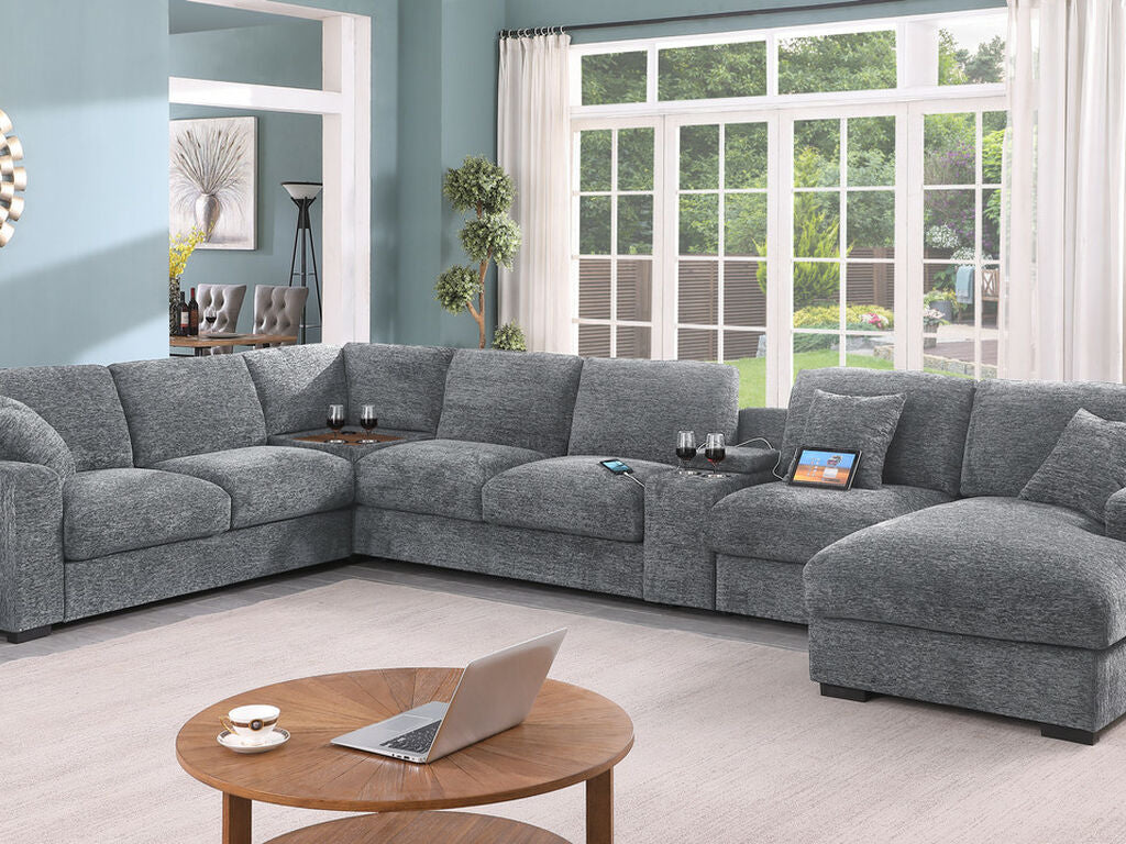 Celine Light Gray Chenille Sectional 89297