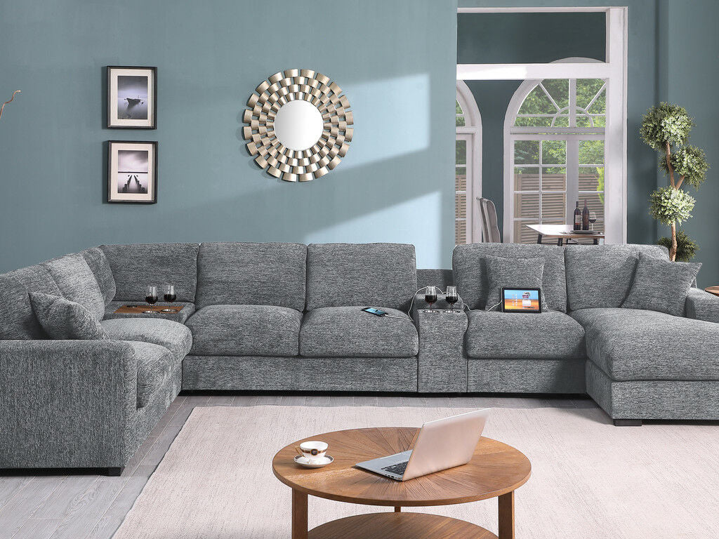 Celine Light Gray Chenille Sectional 89297