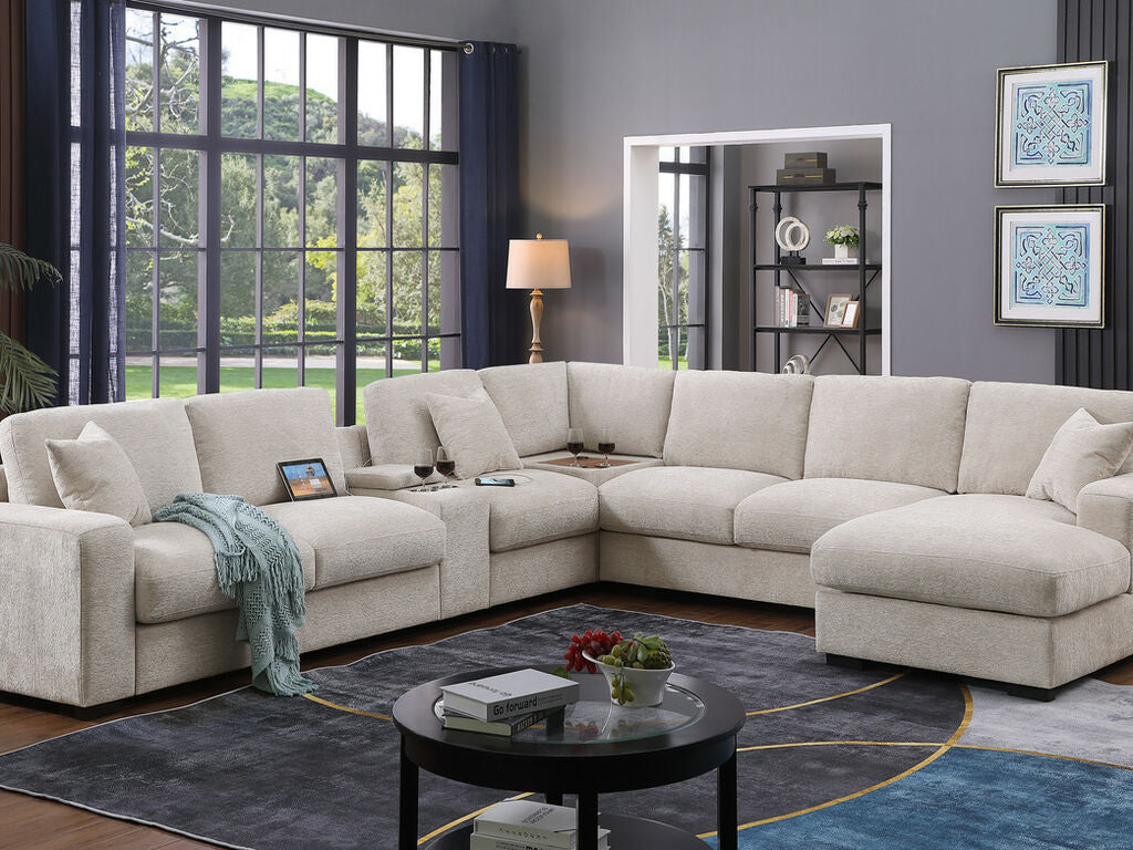 Celine Beige Chenille Sectional 89298