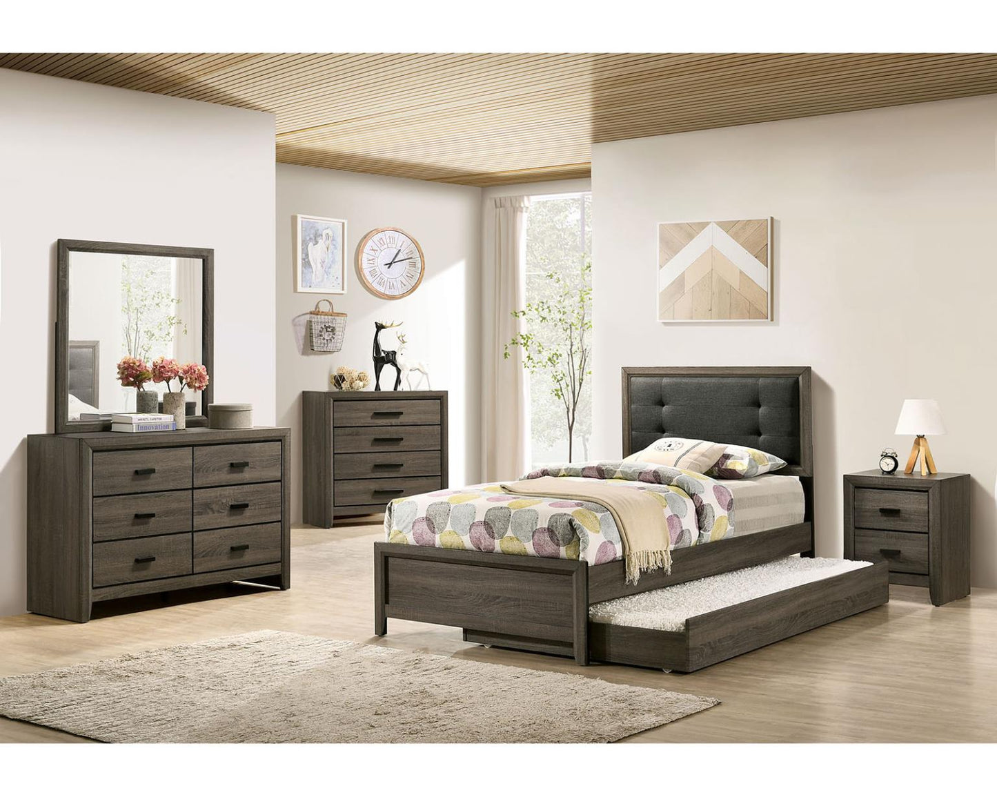 Roanne Twin Bed w/Trundle FOA7927