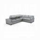 Goma Light Grey Top Grain Leather Sectional Sleeper