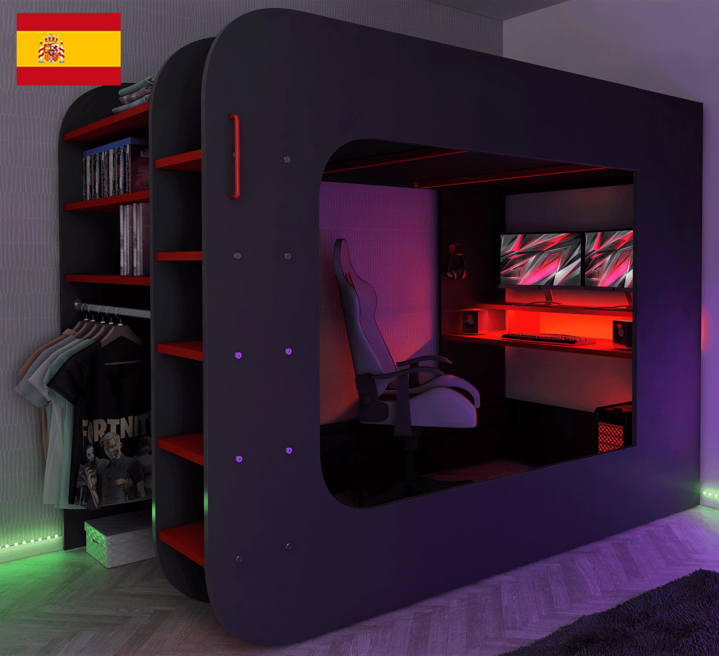 Gamer Bed by ESF - Black & Red