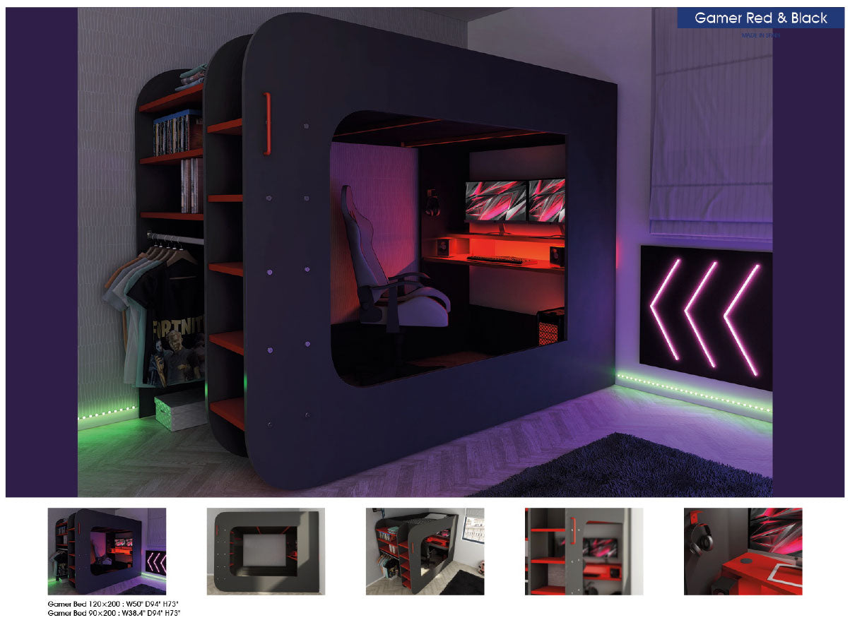 Gamer Bed by ESF - Black & Red