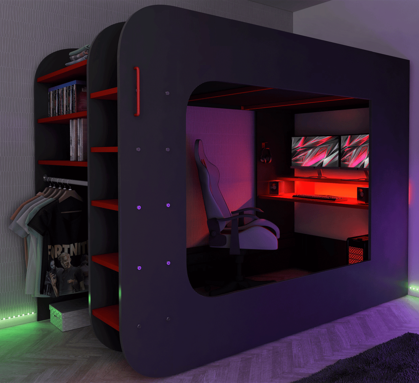 Gamer Bed by ESF - Black & Red