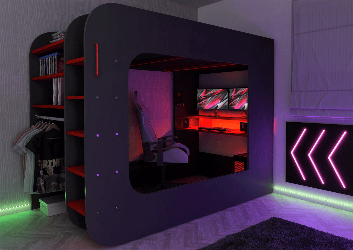 Gamer Bed by ESF - Black & Red