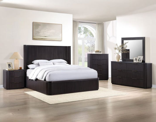 Henry 4 Pc Reeded Bedroom Set - Espresso