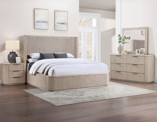 Henry Reeded 4 Pc Bedroom Set - Tan or Espresso