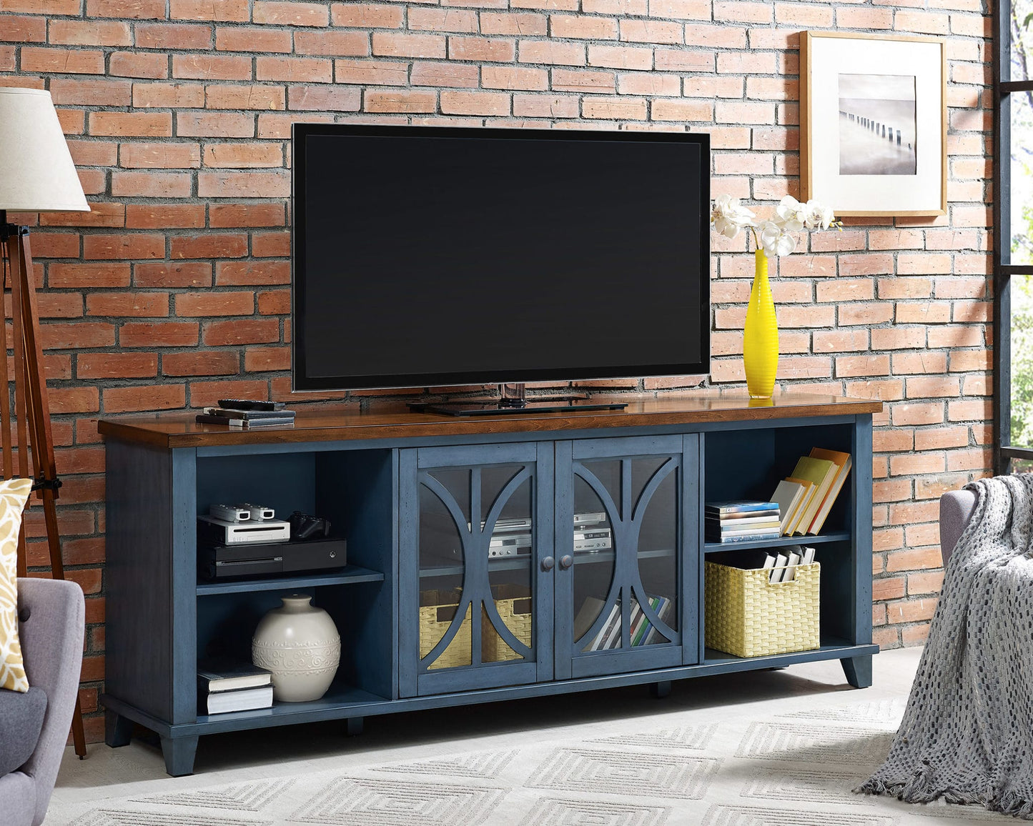 Martin Furniture Bailey 80" TV Console - Blue or White Finish