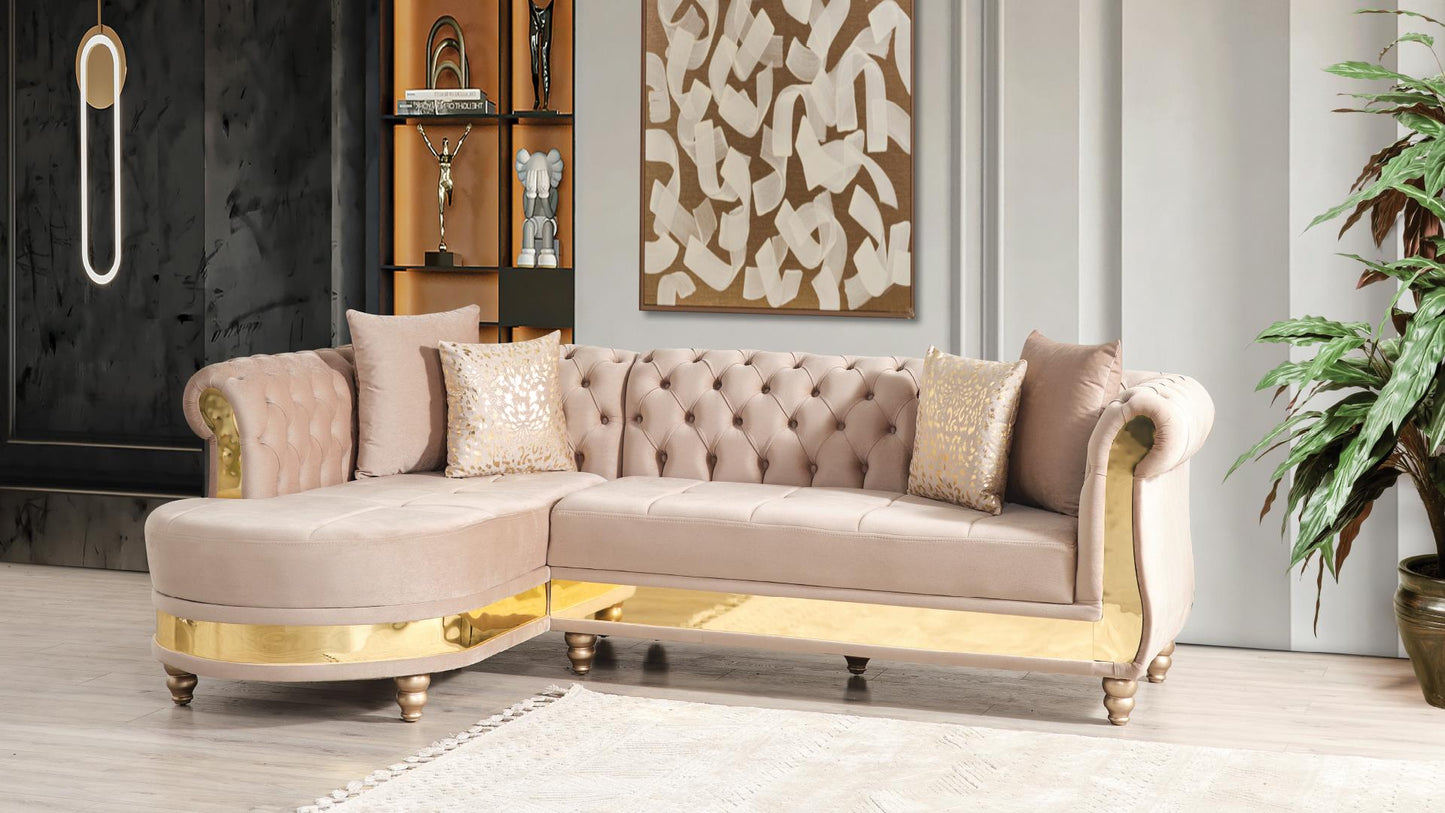 Julia Velvet Sectional Taupe