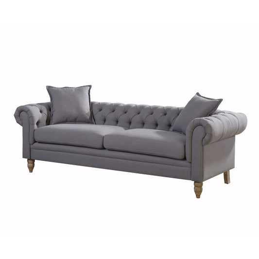 Juliette Button Tufted Chesterfield - Gray Fabric