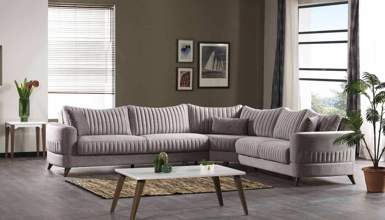 Kappa Grey Sectional w/2 Beds - Demka Furnishings