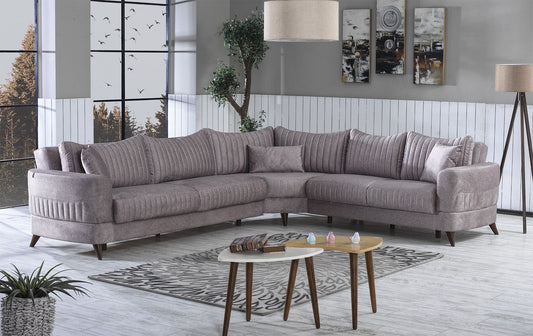 Kappa Grey Sectional w/2 Beds - Demka Furnishings