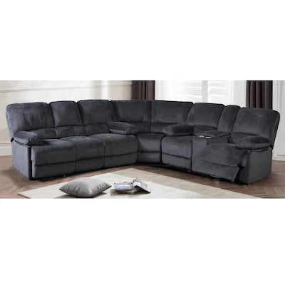 Kevin 3 Pc Sectional - Gray Polyester