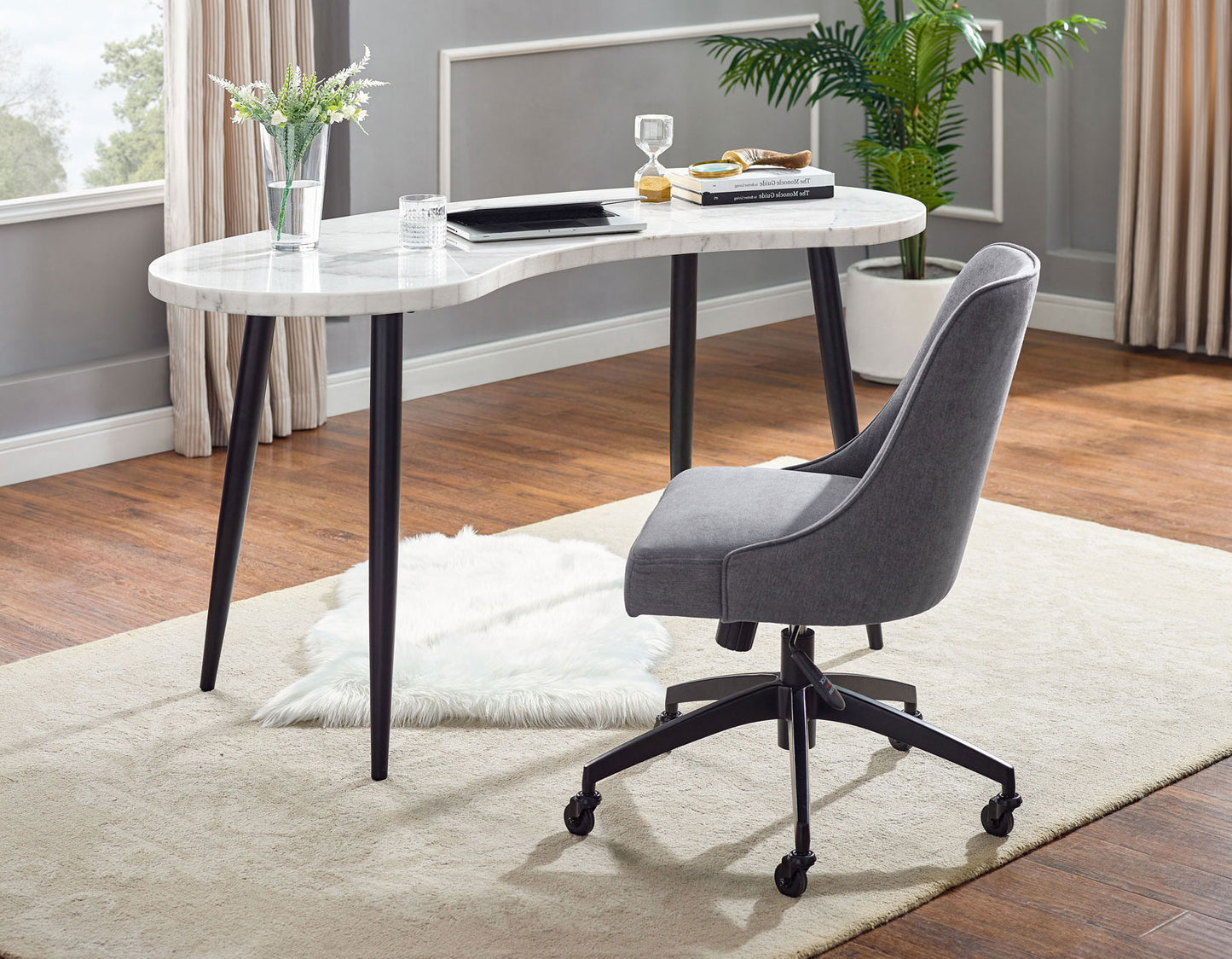 Kinsley Marble Top Desk & Swivel Chair KS200