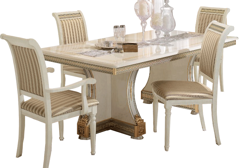 Colección de comedor Liberty de 7 piezas de alto brillo fabricada en Italia